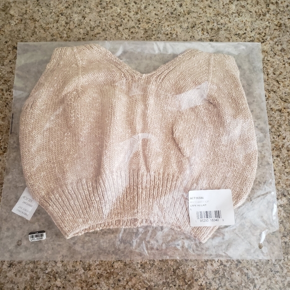 ASTR the label macchiato knit cropped top bralette brami v neck size large New - Picture 3 of 6